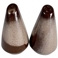 Frankoma Art Pottery Plainsmen Brown Satin Salt & Pepper Set USA picture