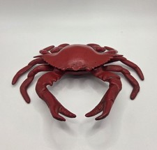 Vtg Cast Iron Crab Ashtray Cigar Snuffer Inkwell Hinged Lid Red picture
