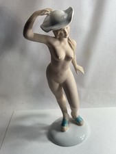 Vintage Wallendorf 11 Inch Figurine Nude Risque Woman Porcelain Germany Stamped picture