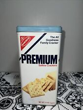Vintage Nabisco Premium Saltine Crackers 16oz Metal Tin Container circa 1978 picture