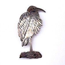 Vintage Southwestern Ibis Bird Sterling Silver Brooch Pin picture