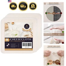 Precut Cheesecloth, 15 x 15'' 4 Pack, Grade 100, Ultra Fine Cheese Cloth for ... picture