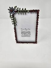 Stunning Two’s Company Crystal Multicolor Floral Picture Frame   4”x6” Photo picture