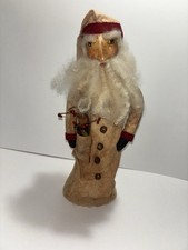 Old World Santa Primitive Folk Art 15”H Burlap Christmas picture