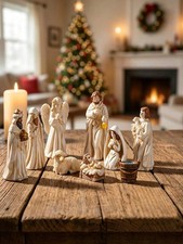 7PC Christmas Nativity Scene Set Jesus Mary Joseph Sheep Resin Figurines Decor picture
