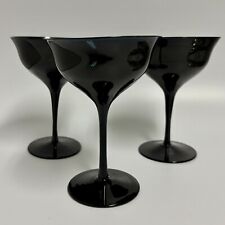 Carico Crystal Tivoli Black Pattern 3 Stemmed Sherbet Champagne Glasses 5 7/8