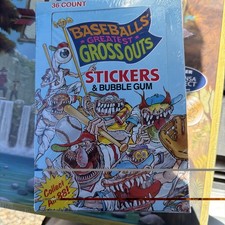 Case Fresh VTG 1988 Leaf Baseball's Greatest Gross Outs 36 Wax Pack Box Stickers picture