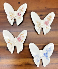 Set of 4 Vintage Homco Ceramic Floral Butterfly Wall Hanging Hand Painted picture
