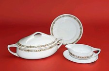 TUREEN/SAUCERS/PLATE PORCELAINE VINTAGE BEAUTIFUL G.GIESCHE SET ABOUT1930's picture