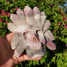 Indian Skull Rubellite Deep Pink Tourmaline Carving 494 grams picture