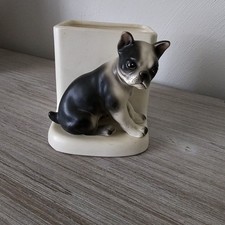Vintage Collectible Lefton Ceramic Boston Terrier Dog Planter Made in Japan picture