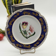 Vintage Chelsea House Cobalt Blue Gold Floral Decorative Plate Tulip 10.5