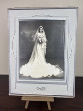 VTG 1920’s 1930’s Wedding Photo Bride Cardboard Frame Trzpis Syracuse NY 13” picture