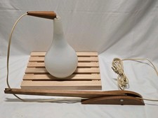 Vintage Teakwood Hanging Droplet Swag Light Swing Arm Wall Sconce Lamp MCM  picture