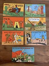 Vintage WWII Color Postcards Lot of 7 Humorous Comic Funny Military picture