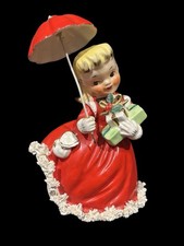 Vtg 1956 NAPCO Christmas Holiday Shopper With Parasol Spaghetti Dress Japan RARE picture