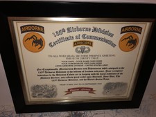 135TH AIRBORNE - PHANTOM DIVISION / COMMEMORATIVE - CERTIFICATE OF COMMENDATION picture