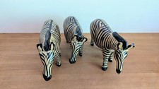 Hand-Carved Zebra Figurines Set of 3 | Handmade African Safari Wooden Animal... picture