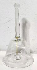 Floral Etched Clear Crystal Glass Dinner Bell  5.5” Tall Vintage picture