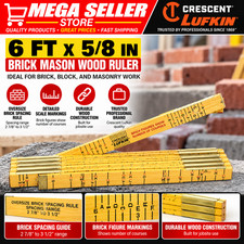 Crescent Lufkin 6 ft Folding Wood Ruler Brick Mason Red End Measuring Rule T656N picture