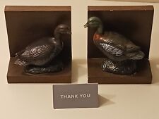 Mallard Duck Bookends Ceramic Art Deco Painted Vintage Rare 5.5in/3.25in /5.25in picture