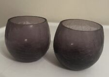 Purple Crackle Glass Candle Holders (Pair) picture