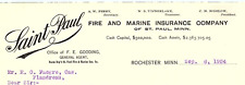1904 ROCHESTER MN SAINT PAUL FIRE AND MARINE INSURANCE CO BILLHEAD RECEIPT Z5495 picture