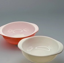 Pyrex Vintage Flamingo Pink 2QT & White 1.5QT Casserole Baking Dish Set No Lids picture