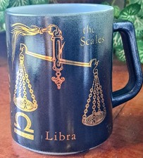 Vintage Federal Milk Glass LIBRA Zodiac Sign Horoscope Astrology Coffee Cup Mug picture