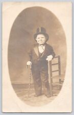 Postcard Ohio Columbus Tom Thumb Little Person Portrait In Suit Cane & Top Hat picture