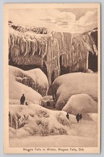 Vintage Niagara Falls Winter Postcard Frozen Ontario Canada Saxony Print picture