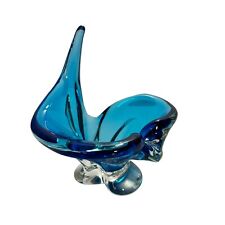 VTG Chalet Glass Murano Lorraine Art Colbalt Blue Abstract Hand Blown Bowl picture