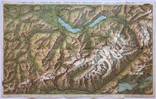 Original Vintage Map SWITZERLAND - BERNESE OBERLAND -COUNTRY - MOUNTAINS - 1920s picture