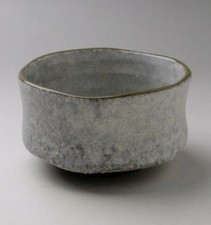 Mino ware Pottery Tea Cup Japanese Matcha Tea Bowl Chawan Gray White Snow picture