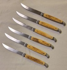 Queen Steel Q Cutlery Knife Steak Carver Kitchen Stag Handle (6) picture