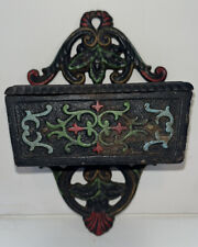 Wilton Cast Iron Wall Mount Match Safe Holder Painted Red & Green Vintage picture