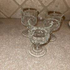 Set of 3Indiana Glass Clear Kings Crown Thumbprint Stemmed Cordials 3 3/4