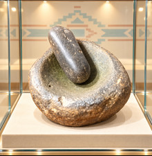 🛑Native American morter & hard stone pestle Oregon deep grinding bowl must have picture