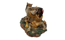 vintage 1980s youngs resin american indian princess with wolves figurine. picture