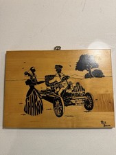 Vintage Double Sided Ford Model A Wood Plaque Signed Rich Stamm 25th Anniversary picture