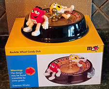 M&M's Roulette Wheel Candy Dish w/ Red & Yellow M&M Characters, Black/Gold EUC picture