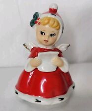 Vintage Ceramic Christmas Angel Caroler Blonde Hair Holly Singing Japan picture