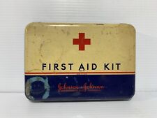 Vintage Johnson & Johnson First Aid Kit With Red Cross Supplies. Awesome Piece picture