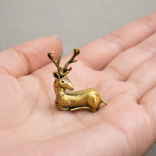 Vintage Brass Reindeer Deer Figurine Statue Ornament Christmas Decor Iceland picture