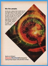 1967 ARCO Atlantic Richfield We Fire People Sparks Fly Art Profits Equipment Ad picture
