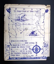 Vtg Royal Order of Blue Nose USS Wyandot 1951 F.W Laing Captain Artic Circle picture