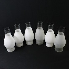 Lot of 6  Angelo Brothers Frosted Glass Oil Lamp Chimneys 9