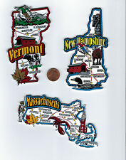 VERMONT, NEW HAMPSHIRE, MASSACHUSETS JUMBO  STATE MAP  MAGNETS  NEW  3 MAGNETS   picture
