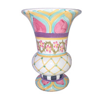 Mackenzie Childs Vase Hitchcock Field Ceramic Hand Painted 6 3/4