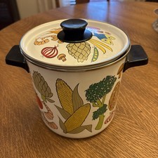 Vintage 1970s San Ignacio Nantucket Enamel Seafood and Vegetable Steamer Pot wit picture